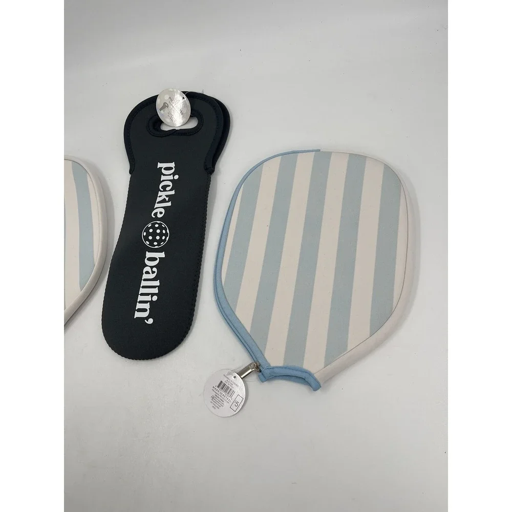 Pickleball‎ Paddle Cases Blue Stripe W/ Pickleball Ball Sleeve